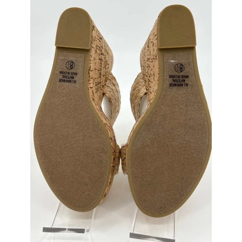 Delicious Bennett-S Womens Raffia Cork Wedge‎ Sandals Natural Tan Platform 8.5